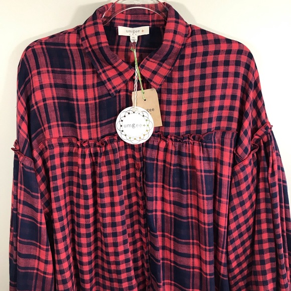Plaid & Check Print Long Sleeve Button Up Shirt XL - Picture 3 of 8